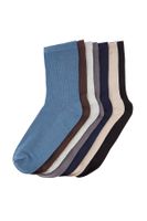 Trendyol Multi-Colored 7-Pack Plain Textured Ankle-Long Socks