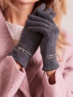 Women's gloves with dark gray buckle