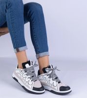 marka niezdefiniowana Czarne damskie sneakersy z dekoracyjnym sznurowaniem Grejs
