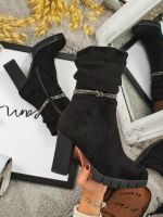 Resti Botki damskie eko zamszowe na słupku RuneFlicker