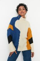 Trendyol Multicolored Soft Textured Color Blocked Wide Fit Knitwear Sweater