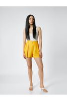 Koton Linen Blended Shorts Wide Cut Pleated