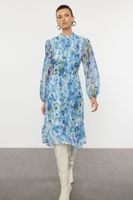 Trendyol Multicolored Floral Patterned Flounce Midi Woven Dress