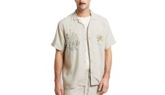 Dedicated Shirt Marstrand Linen Emb Ecru Pánske - Košeľa Dedicated - Bezfarebná - 21880-M - Size: M