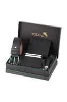 Polo Air Belt, Wallet, Card Holder, Keychain, Black Set in a Gift Box