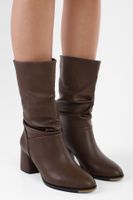 Shoeberry Women's Nollie Brown Heeled Gusseted Boots