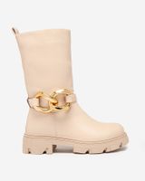 Resti Damskie beżowe wsuwane botki z łańcuszkiem Gerdis