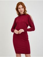 Vínové dámské svetrové šaty s průstřihy ORSAY - Dámské