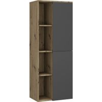 Stylife STREDNE VYSOKÁ SKRINKA, antracitová, farba duba, 50/132/32 cm