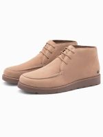 Ombre Men's suede ankle boots with thick sole - beige
