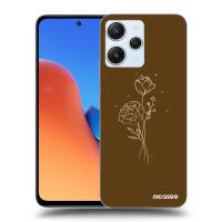 Silikónový čierny obal pre Xiaomi Redmi 12 4G - Brown flowers