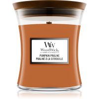 Woodwick Pumpkin Praline dišeča sveča z lesenim stenjem 275 g