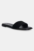Calvin Klein papuci din piele FLAT SANDAL SQUARED HF SUE