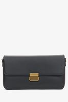 Estro: Czarna listonoszka damska ze skóry naturalnej ze złotymi okuciami