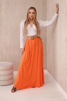 Kesi Włoski Viscose skirt with decorative belt orange