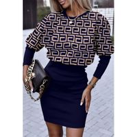 Elegantna Mini Haljina S Uzorkom Lenta, Tamnoplava