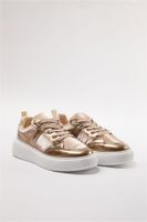 Trendyol Gold Metallic Thick Sole Lace-Up Women's Sneakers