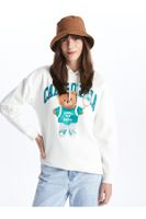 LC Waikiki Women's Hooded Printed Long Sleeve Oversize Sweatshirt Tunic