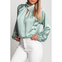 Bluse Aus Kunstsatin, Oliv