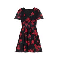 Cropp - Mini obleka s cvetličnim potiskom - črna