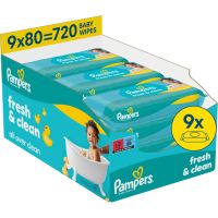 Pampers Fresh & Clean vlažni čistilni robčki za otroke 9x80 kos