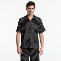 Koszula Urban Classics Striped Crinkle Resort Shirt Black/ Off White XL