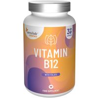 Vitamin B12 1000 mcg hochdosiert + Folat (30 Kapseln) - biologisch aktive Formen: Methylcobalamin und Methylfolat | Essentials Sensilab