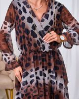 Resti Black and brown mesh midi dress with print