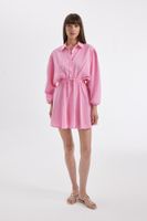 DEFACTO Shirt Collar Modal Long Sleeve Mini Dress