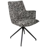 Ambia Home STOLIČKA S PODRÚČKAMI, železo, žakár, čierna, biela