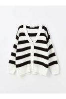 LC Waikiki LCW Vision V Neck Color Block Long Sleeve Women's Knitwear Cardigan