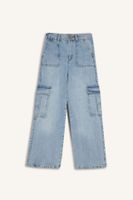 DEFACTO Girls Wide Leg Cargo Wide Leg Jeans