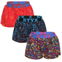 3PACK női bő szárú boxeralsó Styx art sportos gumipánt többszínű (3T13603) XXL