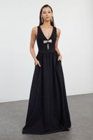 Trendyol Black Plain Regular Unlined Woven Evening Dress & Graduation Dress