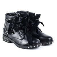 Resti Czarne workery ze skóry ekologicznej z ćwiekami Paisley - Obuwie