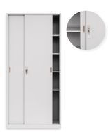 Kancelářská kovová skříň s posuvnými dveřmi na klíč Toronto Grey