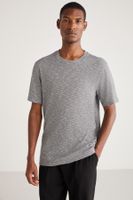 GRIMELANGE Abbott Men's Comfort Fit Special Textured Shaggy Look Gray T-shir