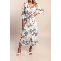 Kleid Mit Blumenmuster, Weiß