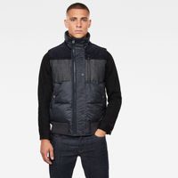 G-STAR Vest - Denim mix quilted vest blue