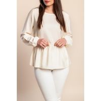 Plus Size Bluza S Dugim Rukavima, Krem