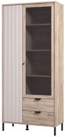 Vysoká vitrína bez osvetlenia xaden - dub šedý/béžová