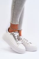 Boto Sneakersy Damskie Z Ozdobą Białe Celedria