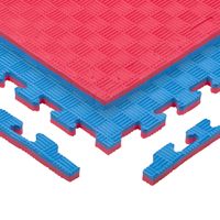 Puzzle tatami podložka inSPORTline Sazegul 100x100x2 cm červeno-modrá, vzor 5 proužků