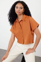 Trendyol Tan Half Sleeve Regular Regular Pattern Woven Shirt