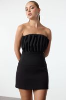 Trendyol Black Chest Detailed Knitted Crepe Bustier