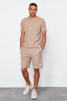 Trendyol Mink Regular Fit Pajama Set with Waffle Shorts