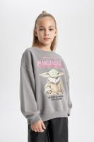 DEFACTO Girl Child Star Wars-mandalorian Crew Neck Soft Furry Thick Sweatshirt