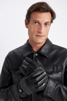 DEFACTO Men's Faux Leather Gloves