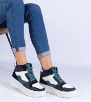 Gemre Sunline női sportos fekete-fehér platformos tornacipő