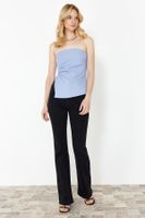 Trendyol Blue Strapless Slit Detailed Woven Blouse